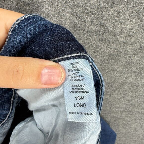 M Jeans Jeans Women 18W Plus Blue Denim Dark Wash High Rise Long Straight Curvy - Picture 7 of 8